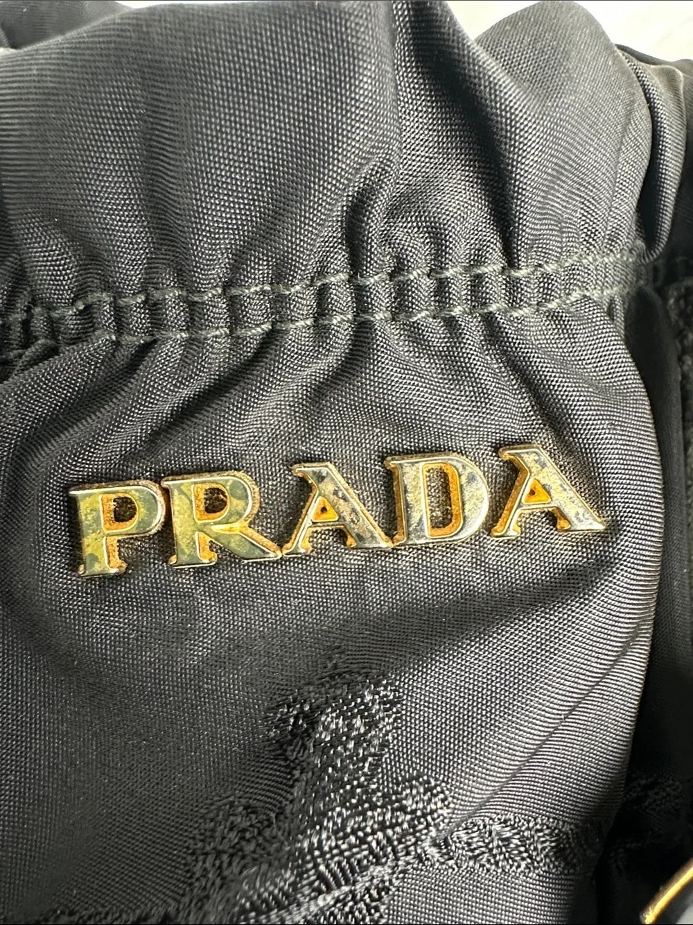 💯Authentic Prada Tessuto Nylon Gathered Satchel Shoulder Bag Black🍀